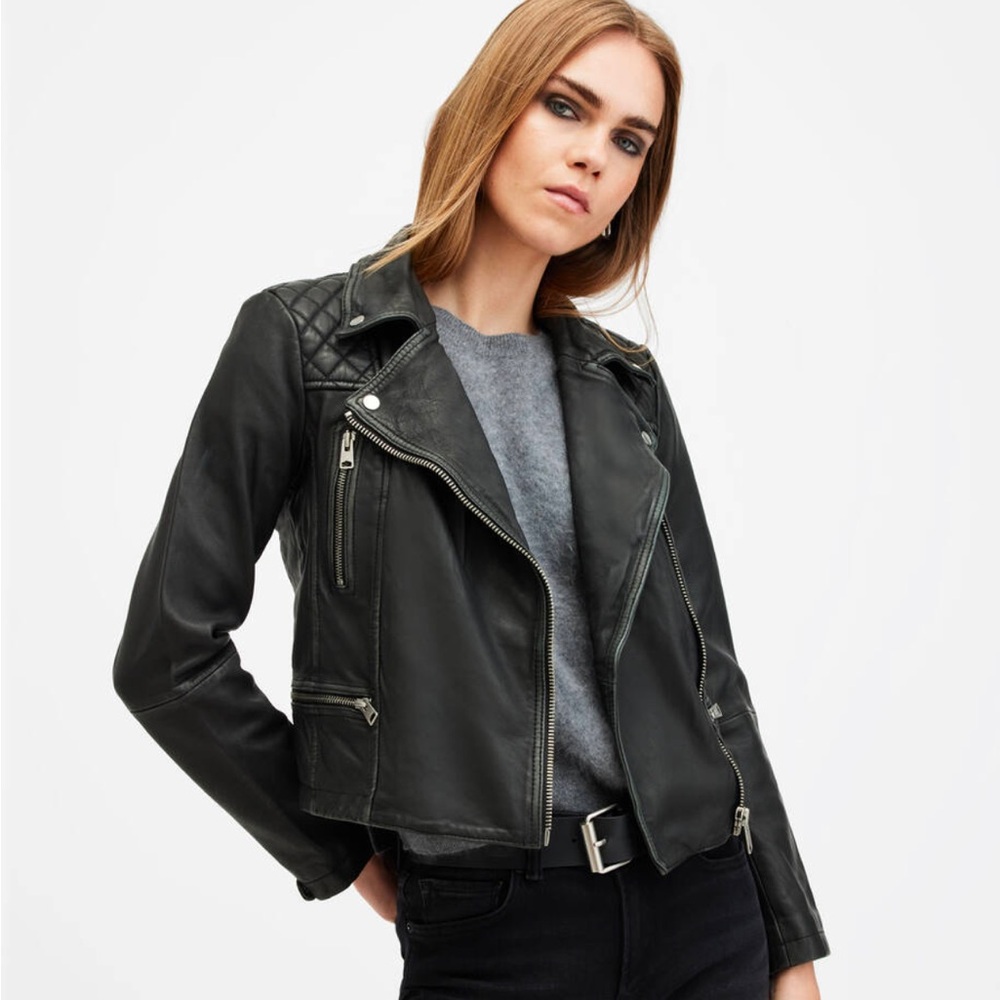 ALL SAINTS Cargo Distressed Leather Biker Jacket

Black Leather Biker Jacket